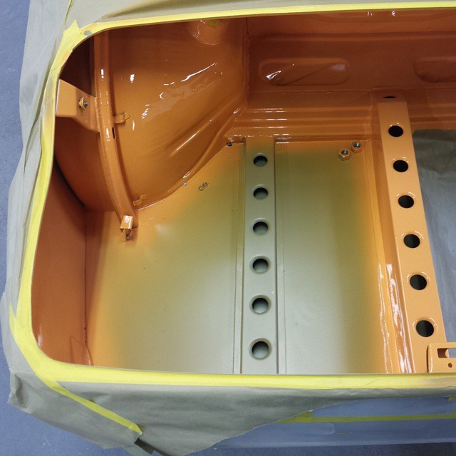 Modified trunk floor. This will house the larger capacity Turbo fuel tank.